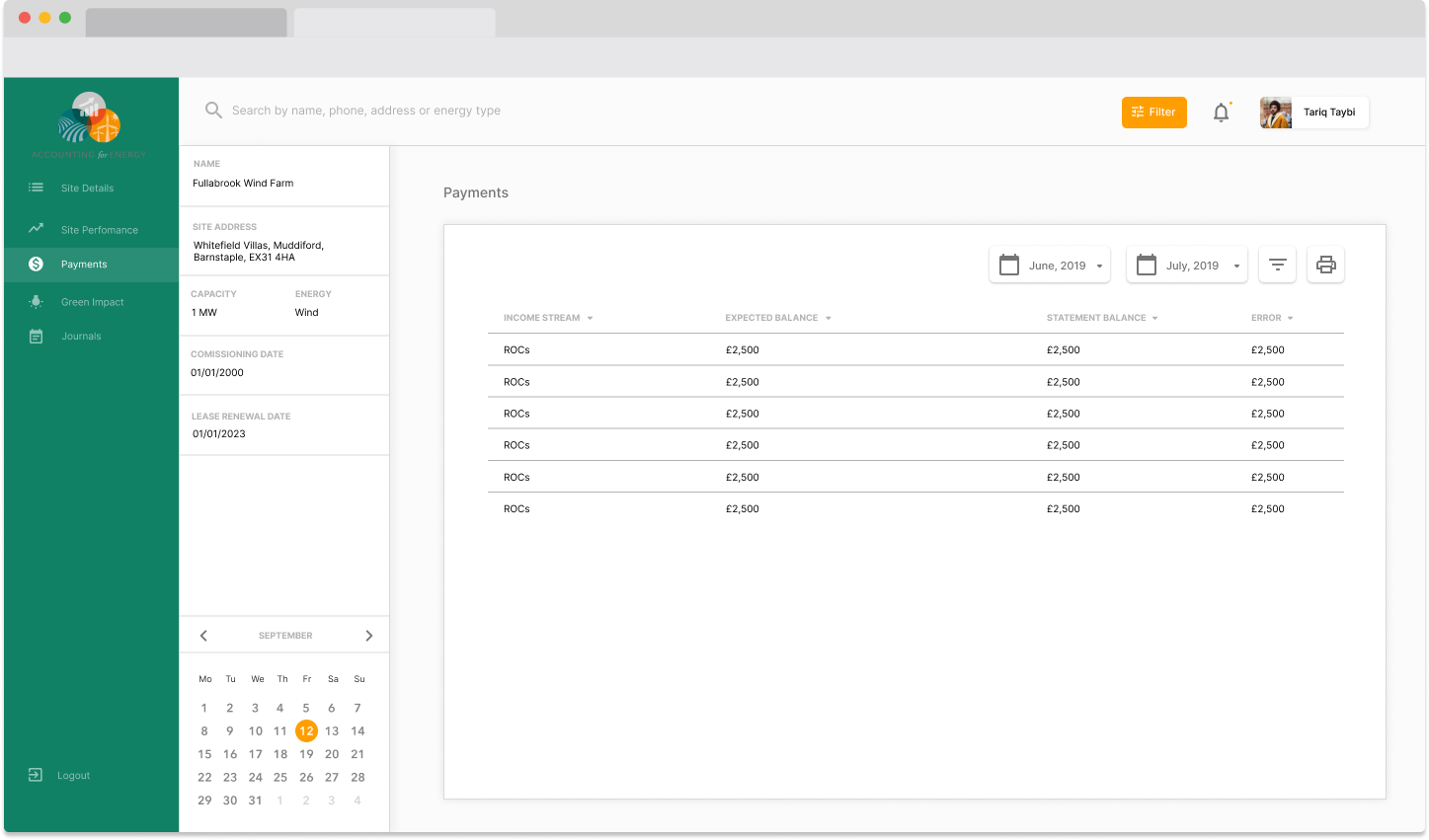 Lumify Energy dashboard, third view