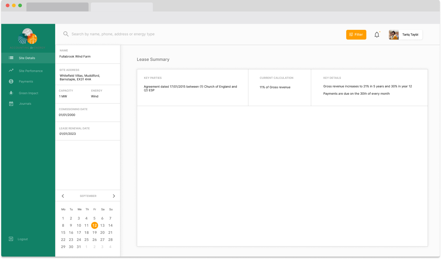 Lumify Energy dashboard, fourth view
